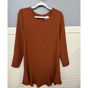 Mudpie Women's Brown Minimalist Casual U-neckline Snap Drop Waist Dress Sz Small